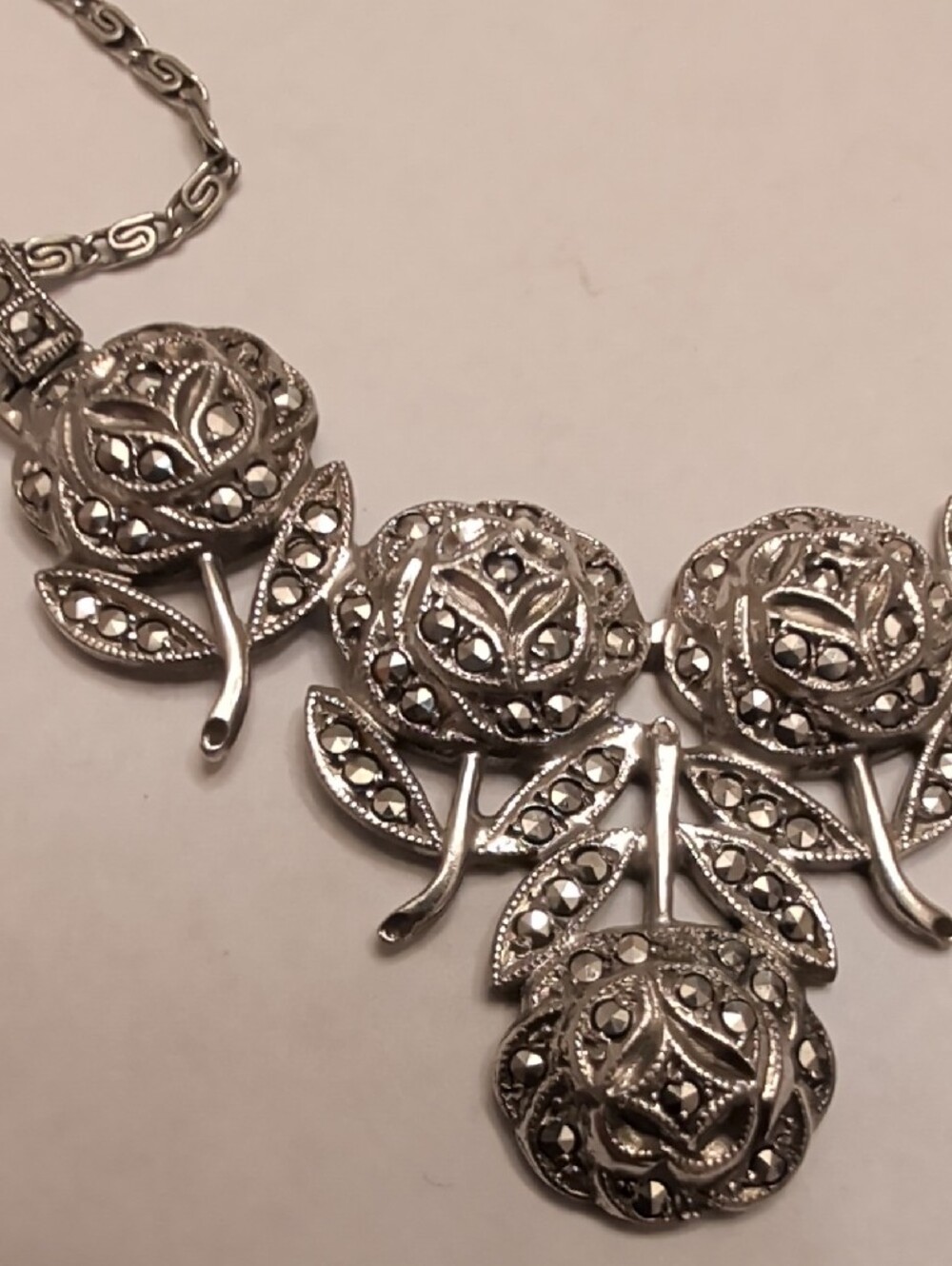 Sterling Silver Floral Statement Necklace - Picture 2 of 11